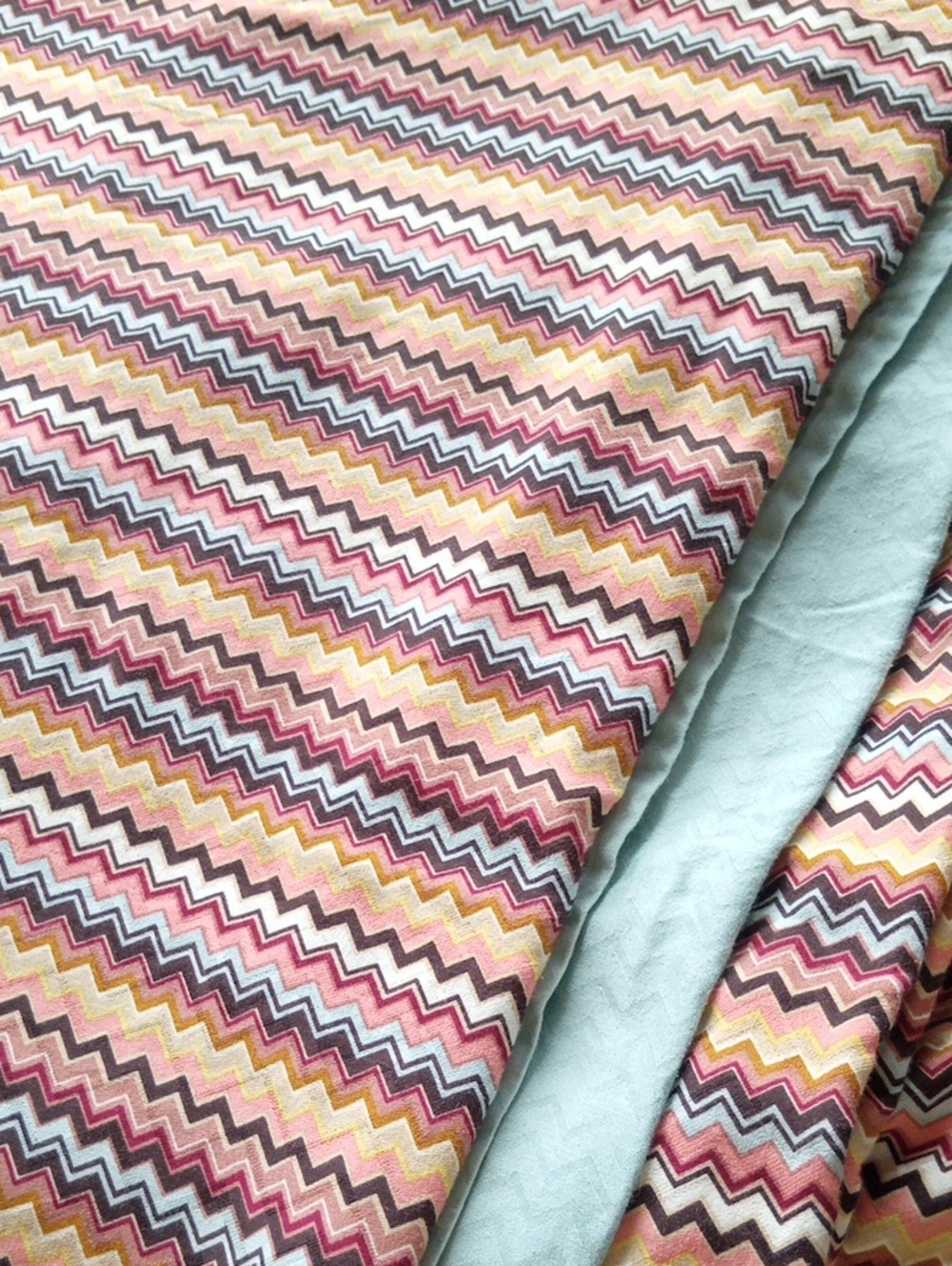 Missoni Target Duvet Cover Blanket King Size Chevron Aqua Blue Reversible